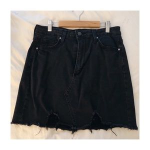 Black denim skirt